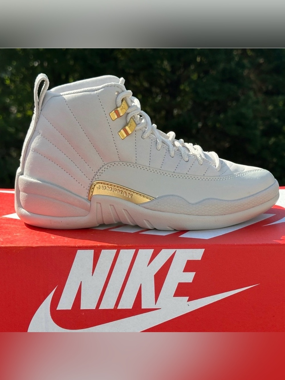 Nike Air Jordan 12 Retro Casual Sneaker (White Gold) - Womens 6 | fits 4.5Y NEW - Picture 2 of 10